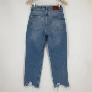 Zara Jeans Zara High Rise Straight Mom Fit Ripped Distressed